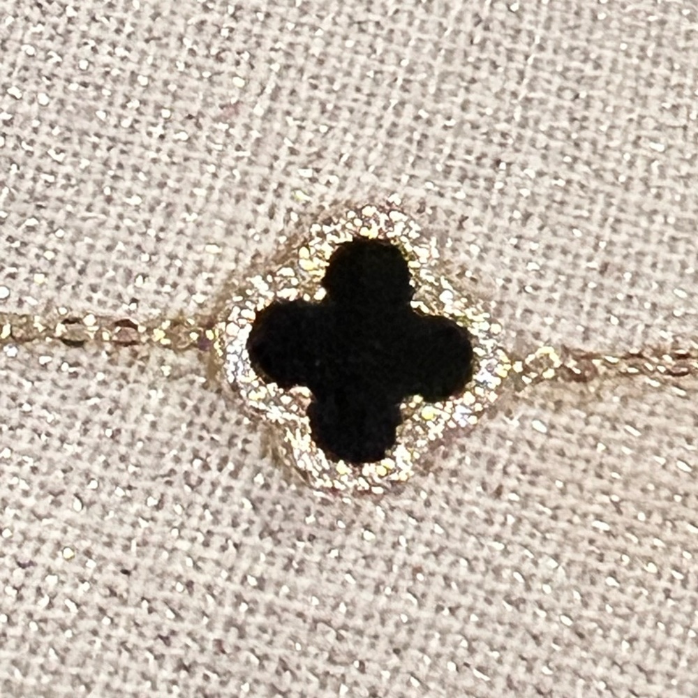 Rachel Zoe Black and Gold Clover Bracelet - Picture 4 of 7